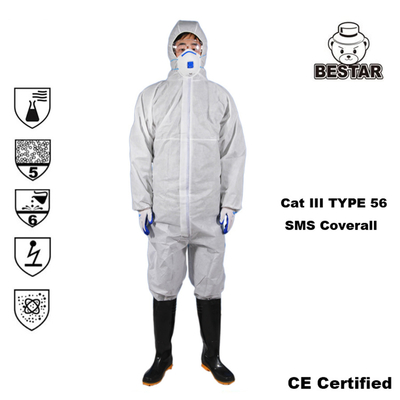 SMS Anti Static ทิ้งจิตรกร Coveralls Type 5 Coveralls With Hood