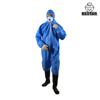 ชุดคลุมทางการแพทย์แบบใช้แล้วทิ้งสีน้ำเงินนอนวูฟเวน SMS Suit